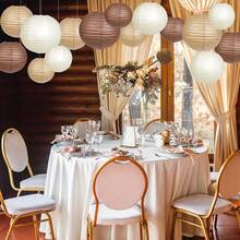 12pcs Caramel Bohemian Style Party Hanging Paper Lanterns | Rustic Neutral Brown, White And Beige Decor, Suitable For Birthday, Wedding, Bridal Shower, Graduation, Home Decor, No Electricity Needed, Decorative Lanterns, Wedding Decor, Bohemian Style Decor - Multicolor - View 6