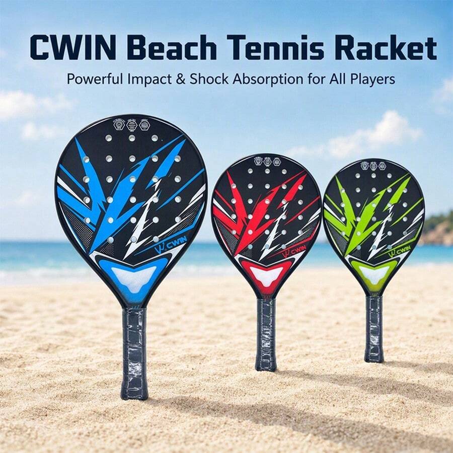 CWIN Beach Tennis Racket, Plastic Surface, EVA Shock-Absorbing Core, With Storage Bag, Suitable For All Skill Levels