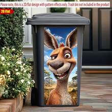 1pc 2D Flat Funny Donkey Trash Can Sticker, Smiling Donkey PVC Self-Adhesive Wheelie Bin Decal, Funny Animal Garbage Bin Decoration, Outdoor Patio Yard Trash Can Decor, Easy Peel And Stick - A - View 7