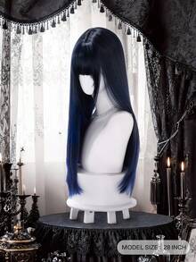 alicegarden Wig sintetis sepanjang 28 inci dengan gaya lurus alami dan warna-warni yang menakjubkan. Dirancang dengan poni, wig palsu ini sangat cocok untuk penggunaan sehari-hari, pesta, dan cosplay, menawarkan wig alami dan tahan lama sebagai hadiah untuk para wanita. - MultiWarna - View 3