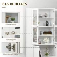 Vitrinekast, dressoir, opbergmeubel met 2 glazen deuren, 2 houten deuren, 4 verstelbare planken, voor woonkamer, kantoor, slaapkamer, wit - A - Bekijken 8