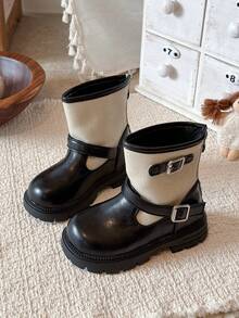 Girls' Cute Boots, Children's Mid-Calf Ankle Boots, Anti-Slip Wear-Resistant Boots - Black - View 2