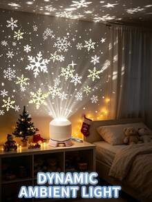 Manual Rotating Christmas Snowflake Projection Light,Dynamic Snowflake Projector Light With Adjustable Base, USB LED Snow Projection Night Light, Ambient Lamp For Bedroom, Entryway, Christmas Party Indoor Decor,Create A Snowy Atmosphere - Snowflake Projection - View 3