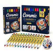 6-12 Colors Ceramic Graffiti Pen Set, Multi-Color Smooth And Even Writing, Layerable Graffiti Art DIY Colorful Waterproof Ceramic Pens, Suitable For Writing And Painting On Ceramic Surfaces Of Mugs, Plates, Vases And More - Multicolor - View 1