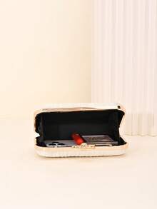 LJDCRFT Elegant Pleated Hard-Shell Evening Clutch, Unique Branch-Shaped Metal Clasp, Suitable For Weddings, Balls, Banquets, And Other Occasions. - Champagne - View 4