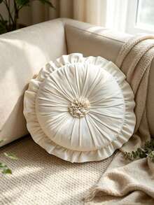 1pc/6pcs Solid Color Ruched Velvet Pumpkin Throw Pillow, Pleated Round Decorative Cushion, Soft Thickened Seat Pad, Floral Ruched Design, Elastic Filling For Pressure Relief, Suitable For Sofa, Windowsill, Bedroom Indoor Home Decor - Multicolor - View 22