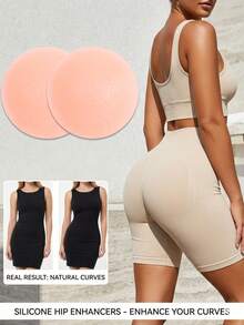 1 Pair 3D Silicone Butt Pads/Butt Enhancer Inserts, Suitable For Transgender Underwear (Randomly Selected: Nude Or Pink) - Multicolor - View 2