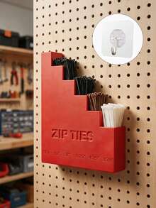 Wall-Mounted Cable Tie Storage Rack With 2 Hooks, Sturdy Multi-Layer Cable Tie Organizer, Compact Durable Storage Hook, Suitable For Garage, Workshop, Home Office Tool Organization, Perfect Gift For DIY Enthusiasts, Repairmen, Mechanics, Electricians, Plumbers - Multicolor - View 4