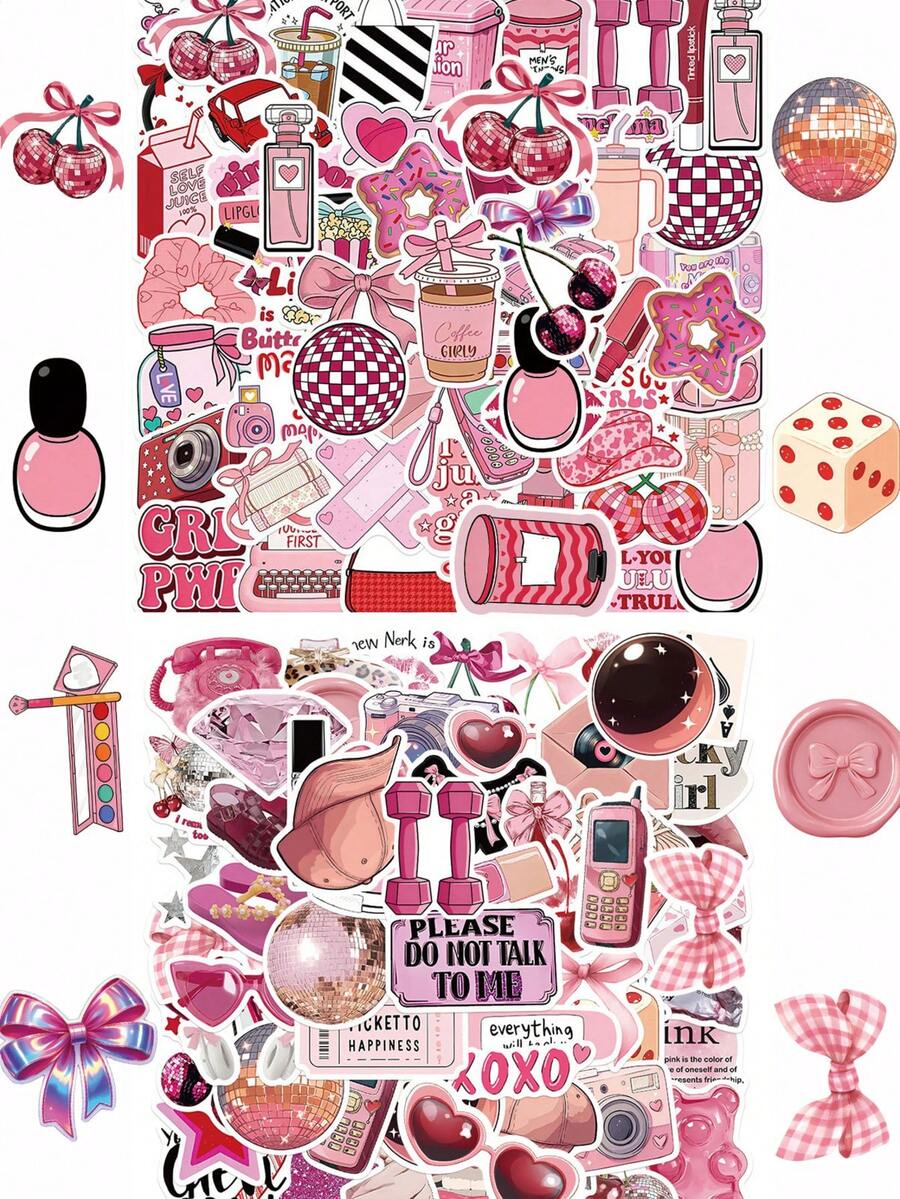 100pcs Coquette Y2K Aesthetic Stickers Pink Fashion Women Party ...