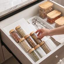 8/4Pcs Clear Acrylic & PP Drawer Spice Rack Tray (Jars Not Included) | Tiered Seasoning Bottle Organizer For Kitchen Drawers & Cabinets | Modern Space-Saving Pantry Storage Shelf - Multicolor - View 10