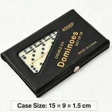 Double Six Dominoes Set, 28 Ivory Dominoes, Classic Tabletop Board Game, With Storage Box - Black and White - View 12