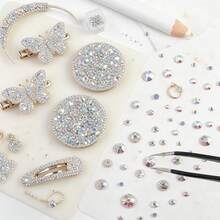 6-Grid Mixed Size Rhinestones + 2 Tweezers + 2 Boxes White AB Rhinestones Set, SS6-SS30 Easy To Distinguish, Convenient Storage And Carrying, Suitable For DIY Phone Case Decoration, Shoes, Bags, Clothing Rhinestone Application, Hair Accessory Decoration - Clear - View 6