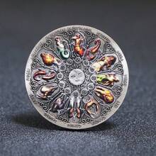 12pcs Zodiac Coin Collection - Goddess Of Fortune Protector Coins - Iron Material - Coins - 4cm/1.57 Inch Birthday Gift Medals Collectibles, Top Choice For Collectors - Multicolor - View 9