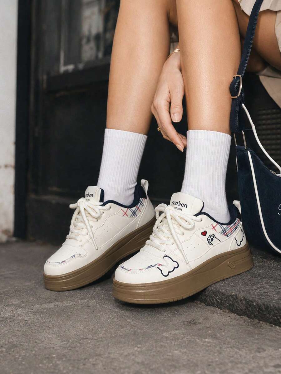 RENBEN 1 Pair Women's Summer Sporty Patchwork Upper Low-Top Round Toe Lace-Up Mesh Lightweight Road Running Shoes - Milan - View 1