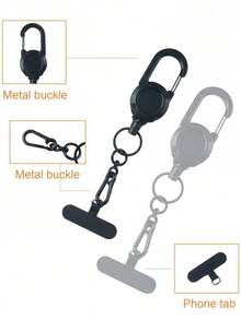 3pcs/Set Multitool Phone Lanyard With Lock Buckle Anti-Theft Anti-Loss Heavy Duty Retractable Keychain Suitable For Outdoor Travel Hiking Outdoor Hiking Thickened Backpack Wire Rope Expansion Buckle Camping Travel Essentials Bag Carabiner Keychain - Multicolor - View 10