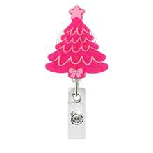 1pc Christmas Retractable Badge, Bow Christmas Tree Acrylic Badge Clip, Suitable For Nurses, Doctors, Teachers, Back To School Season, Christmas - A - View 10