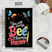 1Pc, Colorful Butterfly And Bee Theme, Spiral Notebook, You Will Always Bee My Favorite Teacher Quote, Black Cover With School Icons, 21Cm X 14.5Cm Format, (60 Pages) Daily Journaling And Class Notes, Perfect Appreciation Gift For Educators - Rectangle - View 8