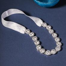 1pc Rhinestone Flower Bridal Garter, Sparkly Crystal Elastic Thigh Band Leg Chain For Wedding Bride Prom Party - Silver - View 3