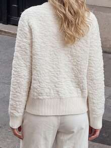 JIANHU Women's White V-Neck Button-Up Knit Cardigan Long Sleeve Jacket For Autumn/Winter Christmas New Year - White - View 6