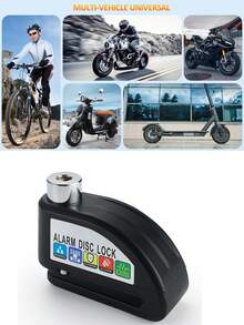 Portable Motorcycle Disc Brake Lock With Alarm, 110dB Vibration Alert Lock, Suitable For Bicycle Electric Scooter, Compact Outdoor Cycling Safety Accessory With Steel Cable, Motorcycle Accessories Men's Gift - Alarm Lock - View 7