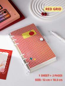 A6 Cute Plaid Transparent PVC Loose-Leaf Notebook, Detachable Pages Diary, 120 Pages Lined/Blank Paper, Large Capacity No Sharp Edge Design, Soft Touch, Suitable For Middle And High School Students' Planner Diary, Scrapbook - Multicolor - View 18