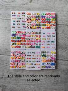 18 Pairs Summer Dopamine Girl Cute Colorful Soft Clay Fruit Animal Cartoon Mini Plastic Earrings Set, Random Color Style, No Box, Versatile Daily Wear, Best Birthday Gift For Friends (Random Color Style) - Multicolor - View 3