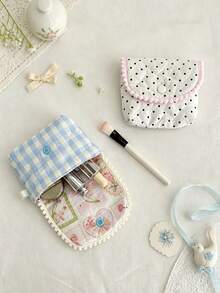 Cute Heart Quilted Ccd Storage Bag, Card Holder Wallet, Bluetooth Earphone Storage Bag Mini Portable Coin Purse Lipstick Storage Bag Makeup Bag - Multicolor - View 2