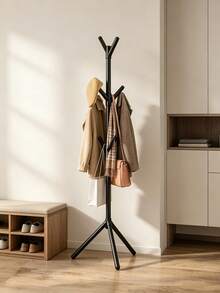 Household Tree-Shaped Floor Coat Rack, Easy Assembly Vertical Coat Rack, Vertical Coat Rack, Triangular Stable Base, Multi-Prong Hook Design. Suitable For Bedroom, Entryway, Strong Load-Bearing, Storage For Coats, Bags, Hats, Minimalist Versatile, Space-Saving, Practical Home Storage Item. - Multicolor - View 23