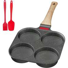 Traxenta Padella per Pancake, Padella per Pancake e Omelette a 4 Fori con Manico Rimovibile, per Colazione Uova al Tegamino, Compatibile con Gas e Induzione, Grigia, Antiaderente in Alluminio - Visualizzare 1