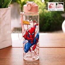 1pc 5 Colors Spider-Man Style Anti-Spill Flip Top Sports Water Bottle, Back To School Essential, Car Accessory, Portable & Fashionable Design, 750ml-27oz Travel Cup With Strap, Straw And Lid, Cute Design, High Quality, Leak-Proof, Shock-Proof, Durable Outdoor Sports Water Cup, Large Capacity Portable Cup, Suitable For Short Trips, Hiking - Multicolor - View 2