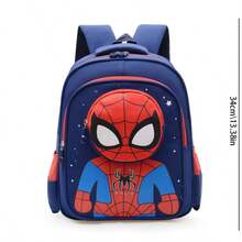 Back To School Disney Marvel Avengers Spider-Man Themed Backpack, 3D Cartoon Design With Colorful Glasses Style, Multi-Compartment Large Capacity Storage, Mesh Side Pockets, Breathable Honeycomb Back Padding, Adjustable Wide Strap For Weight Relief And Spine Protection, Water-Resistant Durable Easy-To-Clean Fabric, Available In Royal Blue And Navy Blue, Suitable For School, Commute, Daily Use And Travel - Backpack - View 7