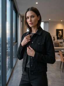 Women Denim Jackets & Coats - Black - View 2