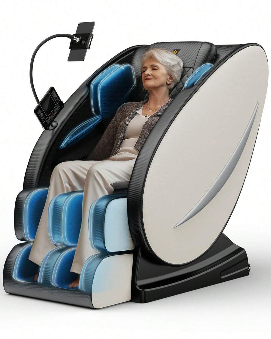 3D Zero Gravity Massage Chair Full Body, Recliner Chair For Adults With 8 Rollers & Full Airbags | 5 Auto Modes, Lower Back Heat, Extendable Footrest & Foot Massage, Bluetooth Speaker, Phone Holder, Touchscreen - Perfect For Moms & Family