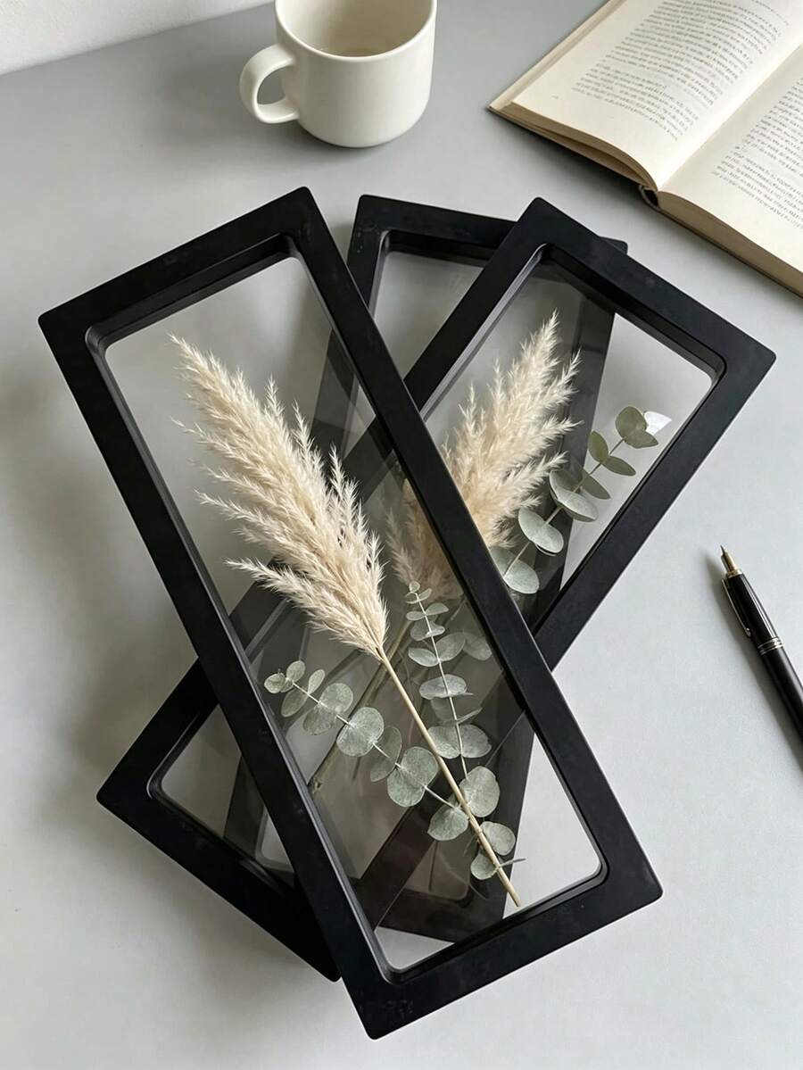 1/3/5pcs Dried Rose Flower Storage Photo Frame Desktop Display Stand Transparent Flower Rack DIY Dried Flower Holder Suitable For Home And Office Decor Valentine's Day, New Year, Mother's Day Gift Necklace Packaging Box Jewelry Storage Box - Multicolor - View 1