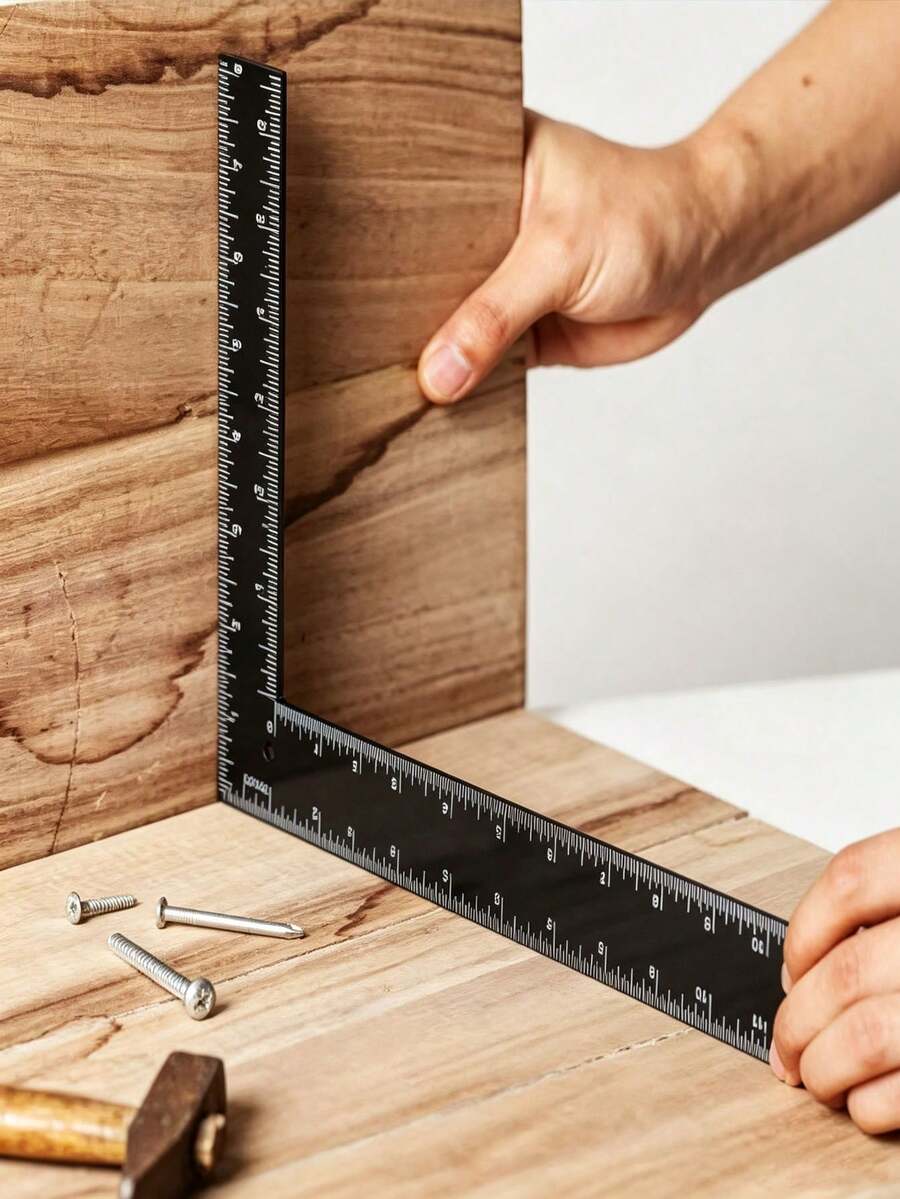 High Precision Stainless Steel L-Shaped Right Angle Ruler, Multi-Function Thickened Square Ruler; Exquisite Gift, Suitable For Leather Design, Paper Craft, Garment Making And More - Multicolor - View 1
