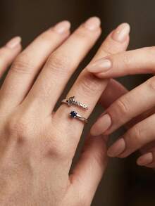Custom Name Birthstone Rings For Women Men Open Adjustable Couples Ring Personalized Name Ring Christmas Mother's Day Jewelry Gift For Her - Multicolor - View 2