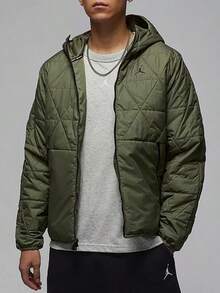 Nike Jordan Sport Therma-FIT Men's Jacket Fashionable Comfortable Hooded Zip-Up Long Sleeve Jacket Olive Green - Medium Olive Green - View 1