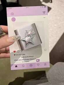 Pink Polka Dot & Silver Star Data Cable Protector, Silver Star Style Apple Data Cable Protector Compatible With Apple 18-20W Charger, Anti-Breakage Anti-Scratch Protective Sleeve - Silver Plating - View 5