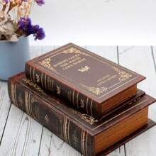 Vintage Faux Book Storage Box, Decorative Fake Book Box For Bookshelf And Desktop, Hidden Storage Organizer, Photography Prop - A - View 2