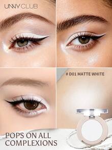 UNNY CLUB 1pc Matte Solid Color Eyeshadow, Fine Powder Easy To Blend, Skin-Friendly No Fallout, Long-Lasting Pigment, Multi-Purpose, Suitable For Beginners, Brand Makeup Cosmetic - D01 White - View 6
