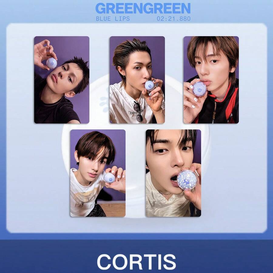 5pcs CO RTIS GREENGREEN Album Bluelips Lip Balm Photocard Blue Lips Photocard - MultiWarna - View 1