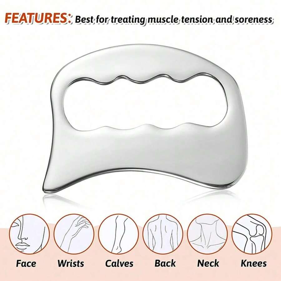 Stainless Steel Gua Sha Massage Tool - Muscle Scraper - Soft Tissue Mobilization, Large Gua Sha Massager, Suitable For Back, Legs, Arms, Body Massager, Lymphatic Massage Roller - Multicolor - View 1