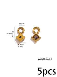 5 Pcs 304 Stainless Steel 18K Gold Plated Square Rhinestone Charms, Multi‑Color Crystal Tiny Pendants DIY Jewelry Accessories, Handmade Necklaces - Pendants - View 11