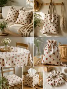 1 lembar Kain Linen Motif Stroberi Warna Beige, Kain Tenun Motif Buah Lucu, Kain Cetak Lembut dan Bernapas, Cocok untuk Pembuatan Gaun, Sarung Bantal, Tas Jinjing, Dekorasi Rumah, Jahitan Tangan dan Kerajinan DIY - linen - View 10
