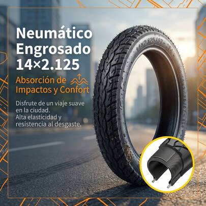 Reinforced 14*2.125 Outer Tire, Wear-Resistant Rim, Shock Absorption, Puncture-Resistant, For 14-Inch Folding Electric Bike