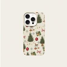 Phone Case - White Lychee Pattern Watercolor Painting Christmas Full Print Element Design Phone Case, Compatible With Apple 18/18Pro/18promax/17/16E/16/15/14/13/12/11/Mini/Pro/Max/Air/X/XR/XSMAX/8/7 Plus, Anti-Drop Matte Back Cover, Smartphone Protective Case - Multicolor - View 4