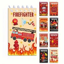 Firefighter Theme Spiral Pocket Notebook, Truck Firefighter Pattern Mini Notepad, Multi-Pattern Design Quick Note Book, Birthday Party Supplies Notebook - one-size - View 5