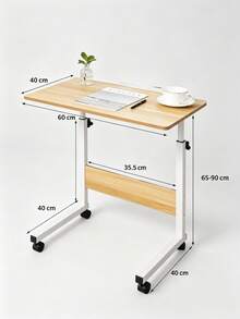 Adjustable Mobile Laptop Side Table, Height Adjustable With Lockable Wheels & Sturdy Wood Tabletop, Multipurpose Overbed Workstation For Bedroom, Sofa, Home Office & Dorm, Ideal For Students, Remote Workers & Small Space Users - Multicolor - View 9