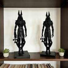 1pc Geometric Anubis Full Body Statue Decor, Supported By Cross, Minimalist Low Poly Base Design, Exquisite Craftsmanship, Suitable For Home Decor, Escape Room Decor, Christmas Gift And Holiday Souvenir - A - View 5