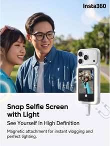 Insta360 Rear-Facing Selfie Display For Smartphone, Touchscreen Screen Mirroring Selfie Camera, Ultra-Thin And Portable, Compatible With IPhone And Android, Perfect For Selfies And Photos, Magnetic Attachment - White - View 12